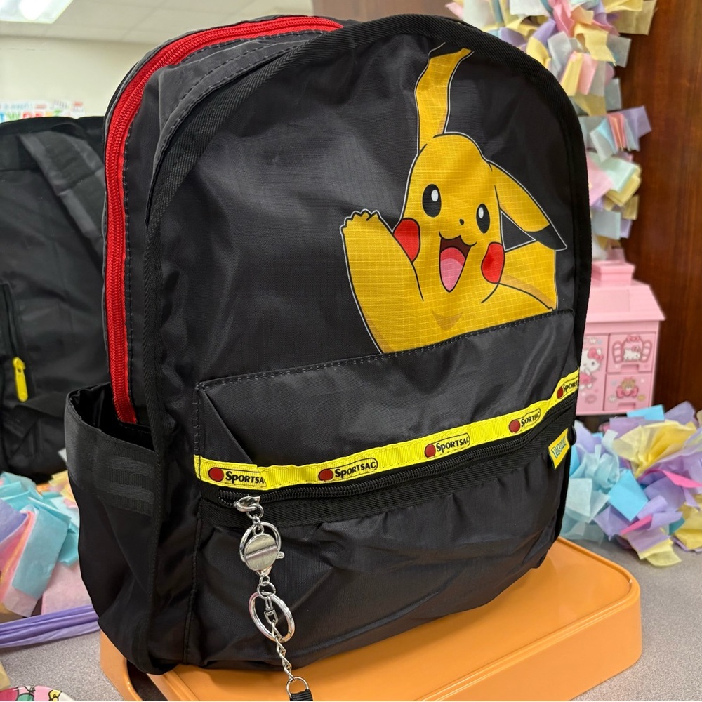 Pikachu Black Backpack with Red Poke Ball Charm Coin Pouch - Picture 13 of 13